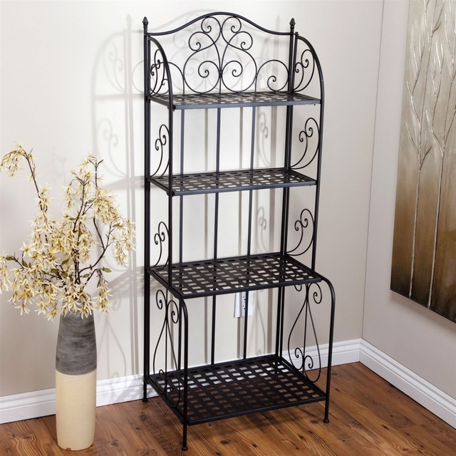 Indoor Outdoor Folding Metal Bakers Rack Plant Stand With 4