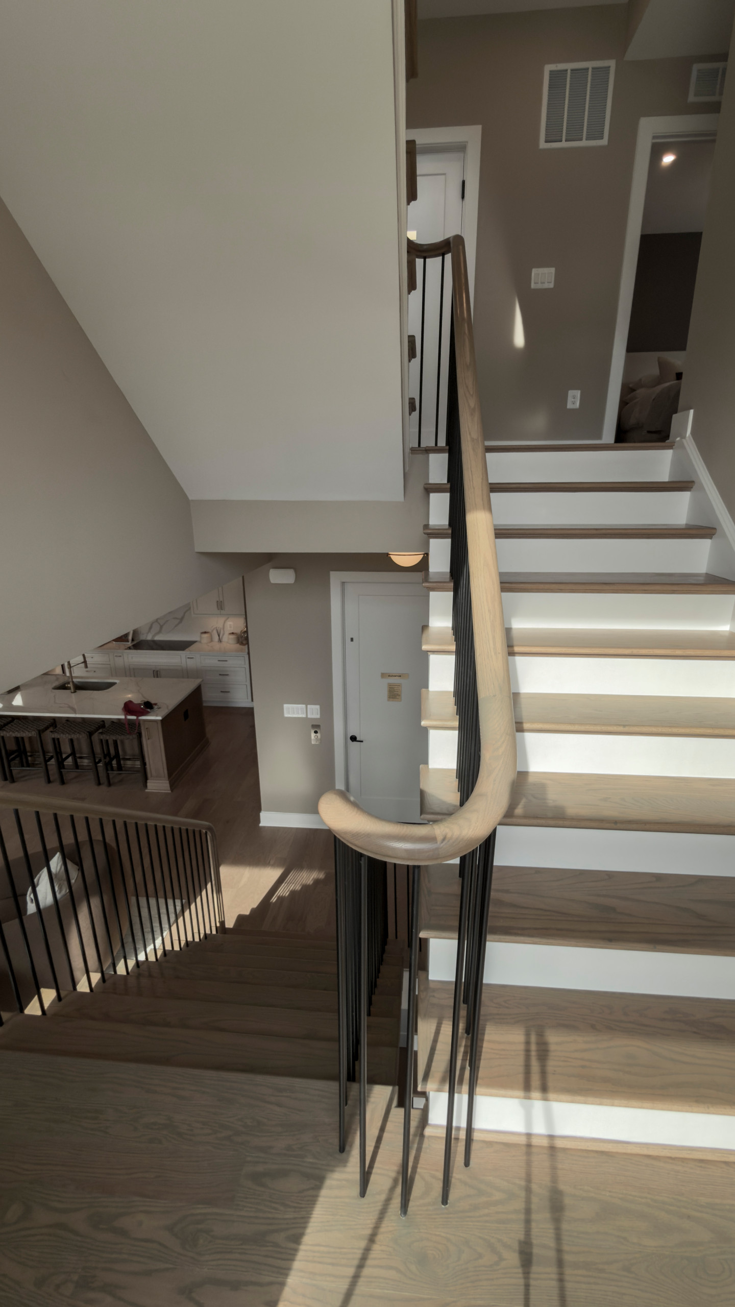 Project #153 | Sophisticated Red Oak Stair with Metal Balusters
