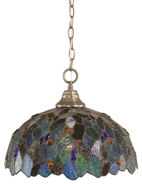 Toltec Pendant In Brushed Nickel Blue Mosaic