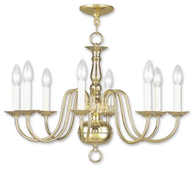 8Light Polished Brass Chandelier Traditional Chandeliers by