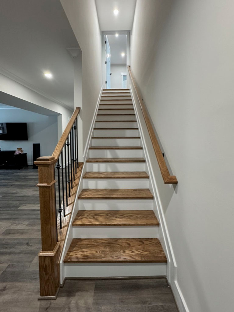 117_Distinct Oak Staircase with Iron Balusters & Oak Rail Profile, Chantilly VA