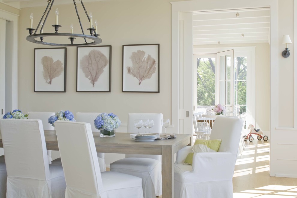 This is an example of a beach style dining room in Providence.