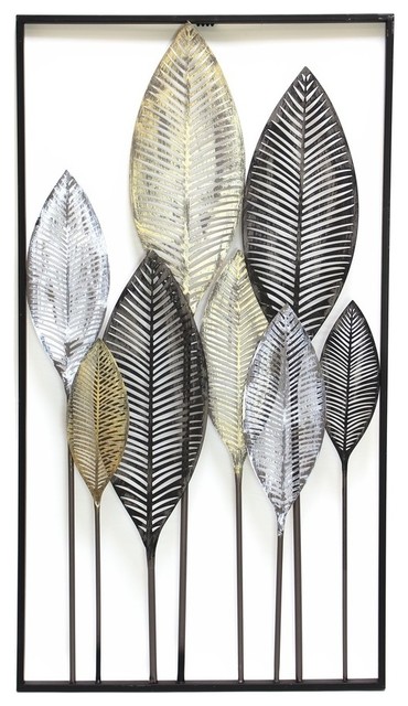37 4 Tall Metal Foliage Framed Wall Art Tropical 37 4 Tall Metal Foliage Framed Wall