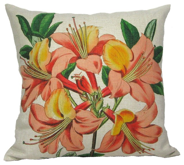 Pink Lily Throw Pillow Case, Without Insert