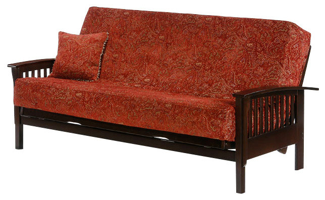 Night and Day Winchester Futon Frame - Loveseat | Rosewood | No Drawers