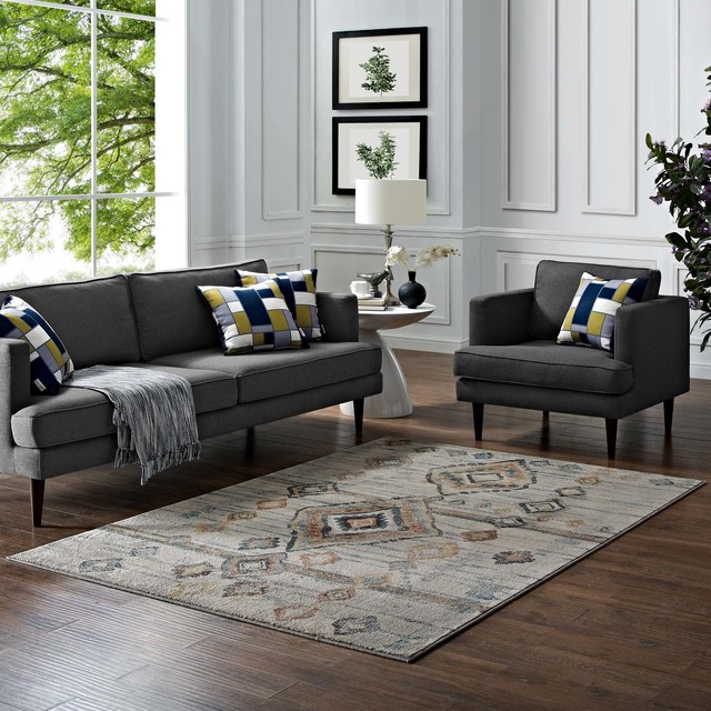Country Farm Area Rug Multi Beige