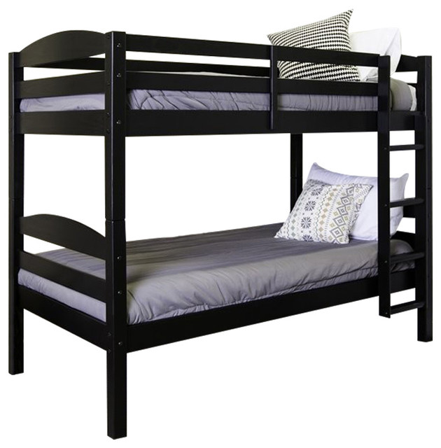Pemberly Row Twin Over Twin Bunk Bed In Black Transitional