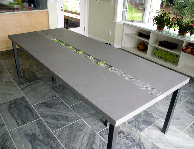 poured concrete dining room table