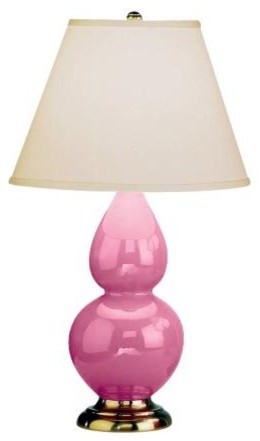 Pink Ceramic and Silver Table Lamp