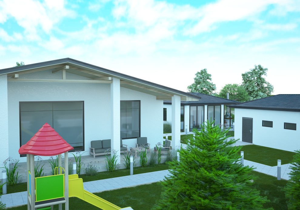 Экстерьер/ландшафт загородного дома в коттеджном поселке "Сосны"