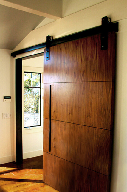 Walnut Barn Door Yuhl Residence Contemporary Bedroom