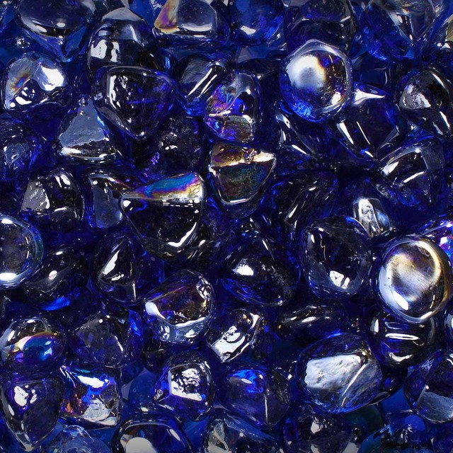 Fire Glass Diamonds Cobalt Blue Luster 10 Lb Jar Contemporary