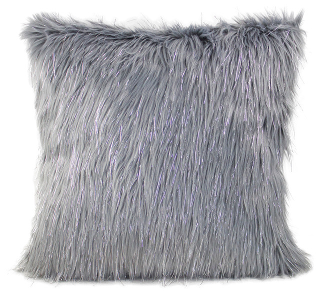 silver fur pillow