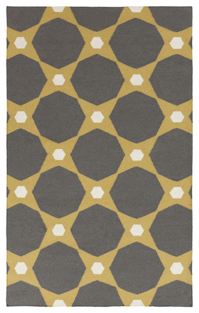 Frontier Star and Circles Rug in Pewter and Kelp Brown