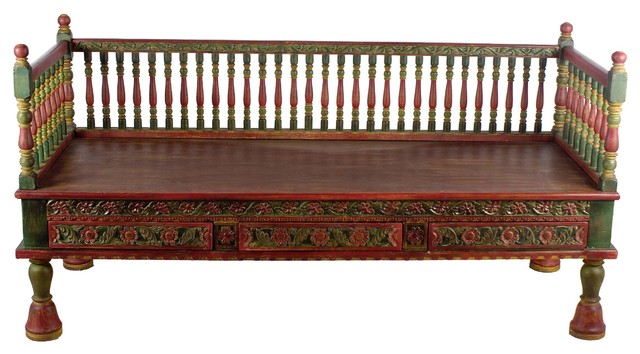 Wooden Carved Bench Asian Indoor Benches By Favors International Inc
