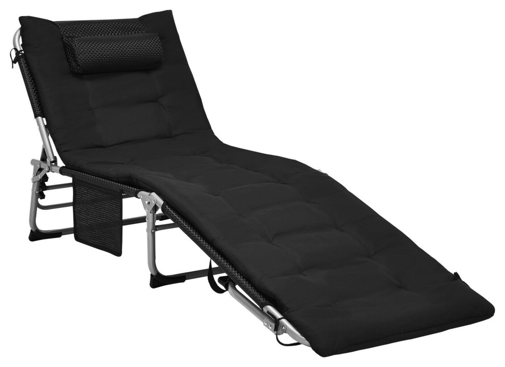 Costway 4Fold Oversize Padded Folding Chaise Lounge Chair Reclining
