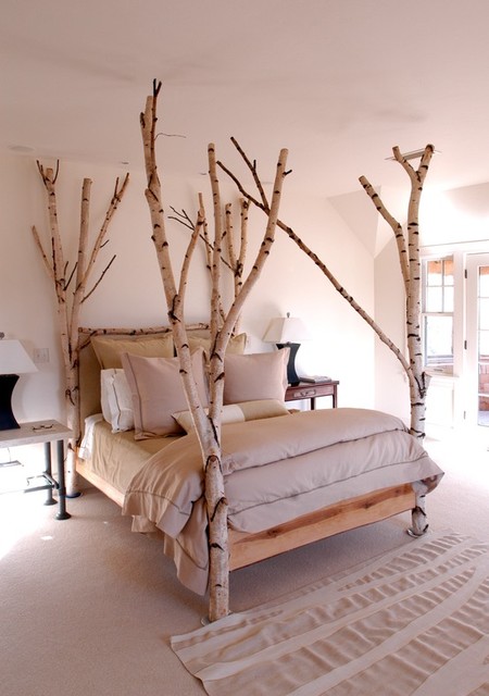 Birch Wood Bed Contemporary Bedroom