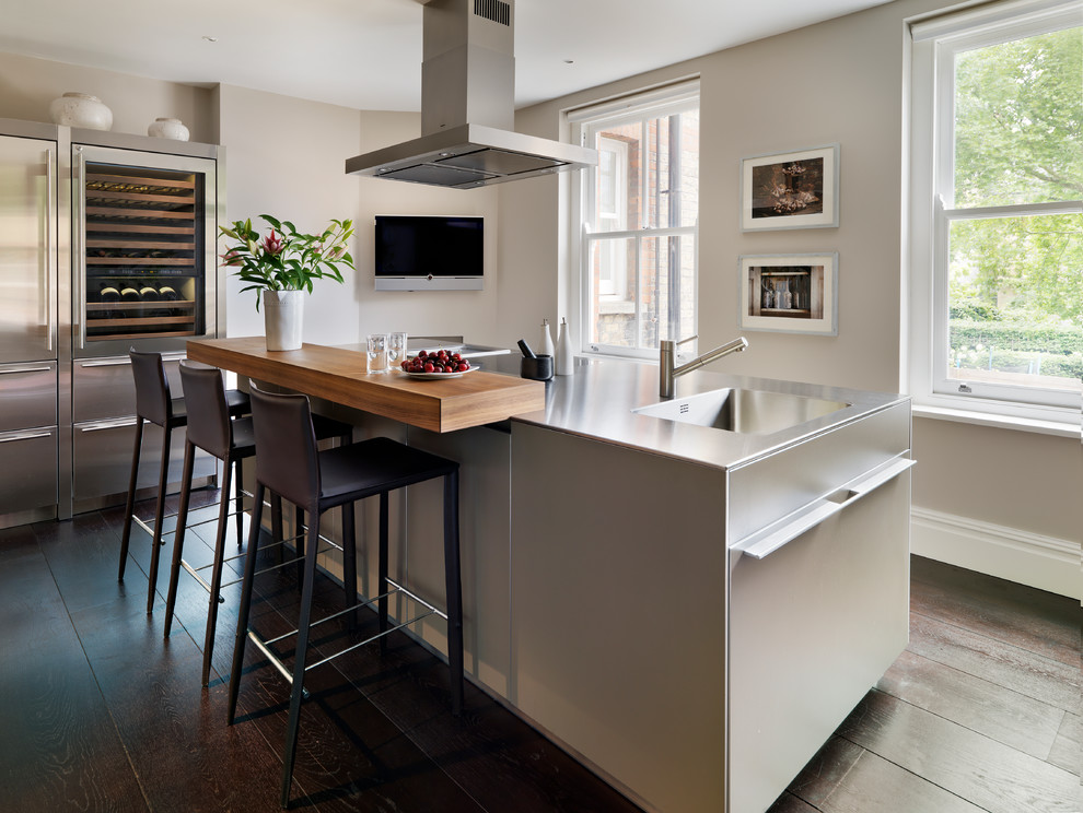 Contemporary kitchen in Cheshire with with island.