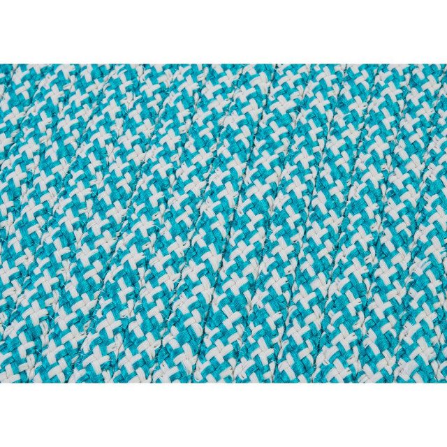 Outdoor Houndstooth Tweed Turquoise 7' square Contemporary