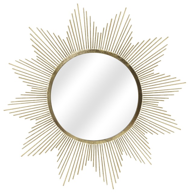 Starry Gold Sunburst Wall Mirror, 37"