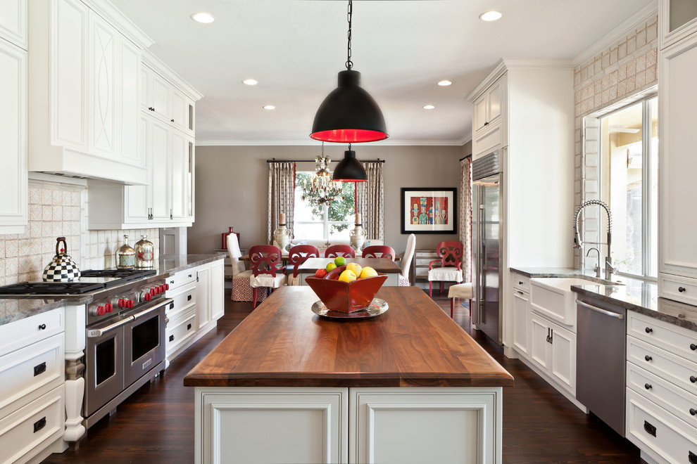 Example of a transitional kitchen design in Miami