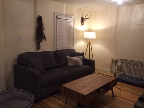 Off center window behind couch. Any advice?