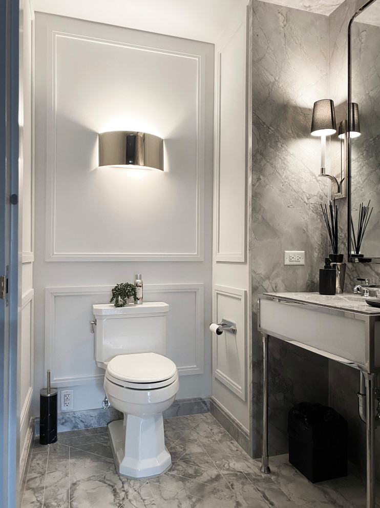 Photo of a transitional powder room in New York.