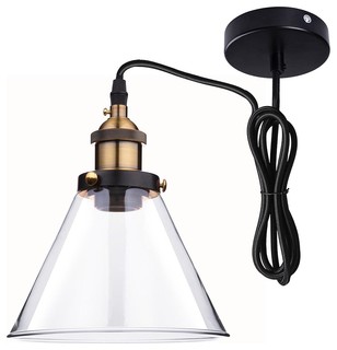 Hanging Triangle Shaped Glass Shade Pendent Fixture, Transparent