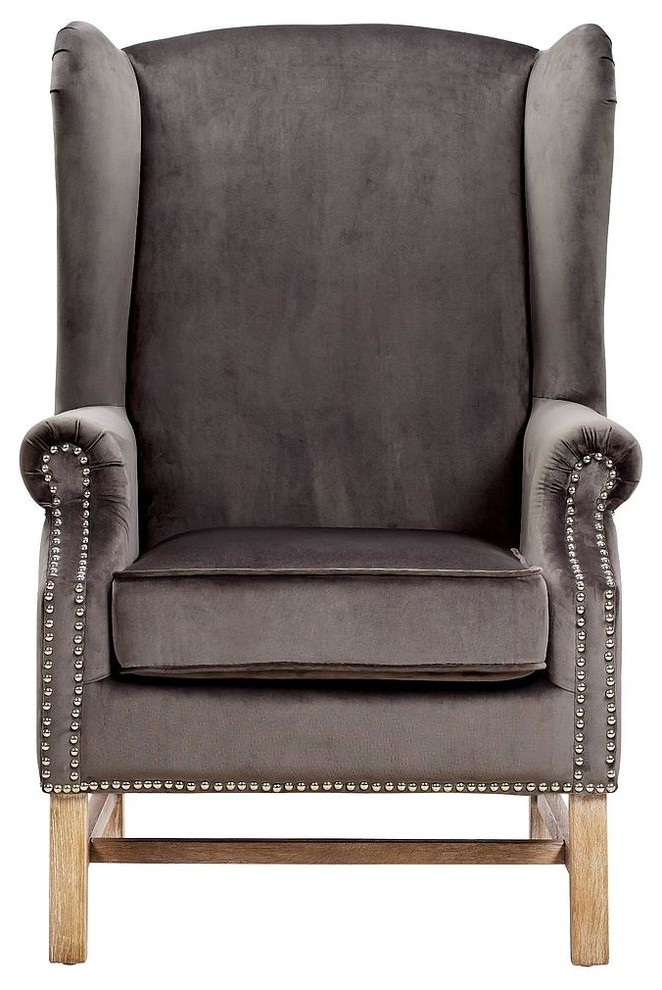 TOV Furniture Nora Velvet Chair, Gray