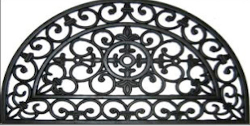 Half Round Fleur De Lis Filigree Wrought Iron Rubber Doormat