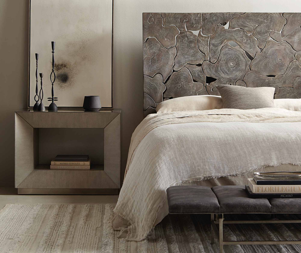 Bedroom - large transitional master concrete floor and beige floor bedroom idea in Atlanta with beige walls