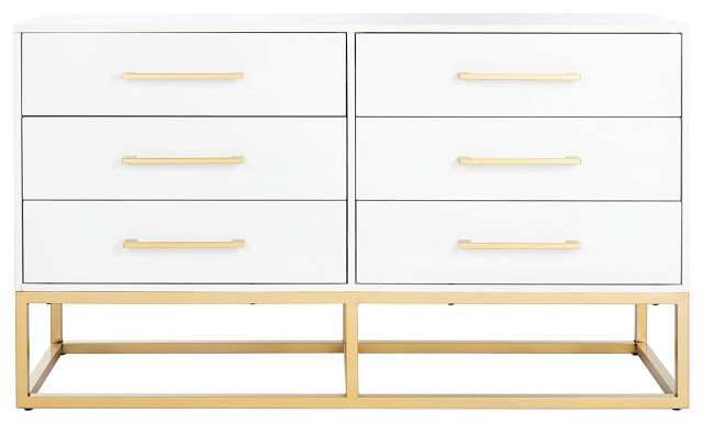Elegant Double Dresser, Brass Metal Hardware and 6 Storage Drawers ...