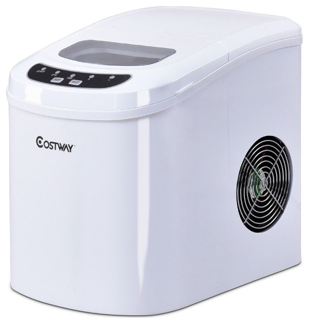 Costway Portable Compact Electric Ice Maker Machine Mini Cube 26lbs/Day Red Home 