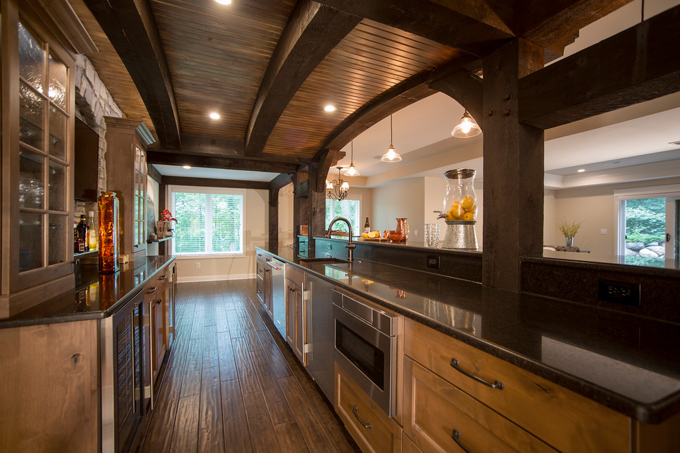 Timber Bacement Timber Frame Bar & Finished Basement - Rustic - Detroit - by M.J ...