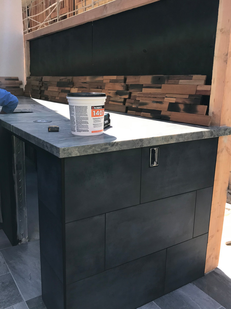 Building an Outdoor Kitchen Island Backsplash in Carmel Valley