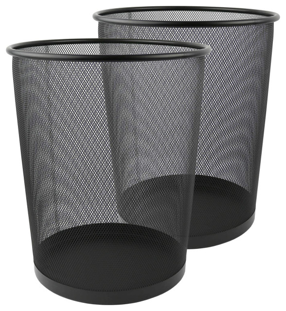 Round Mesh Wastebasket Recycling Bin, Set of 2 Contemporary