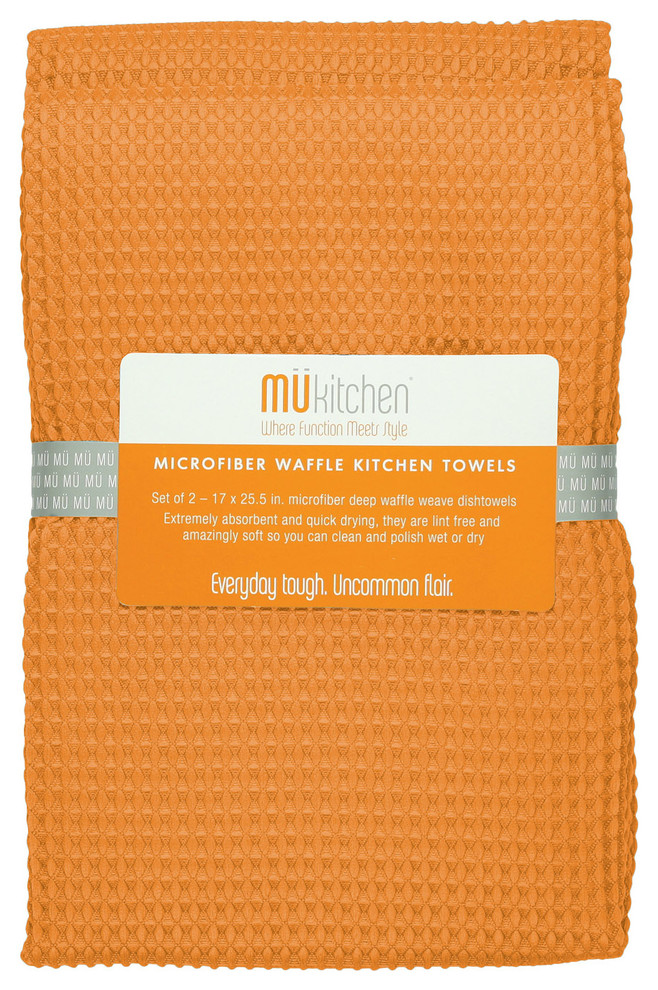 MU Kitchen Waffle Towel Set Tangerine