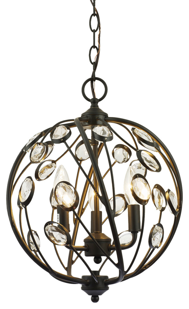 Silmin Oil Rubbed Bronze 3Light Crystal Globe Chandelier Lighting Traditional Chandeliers