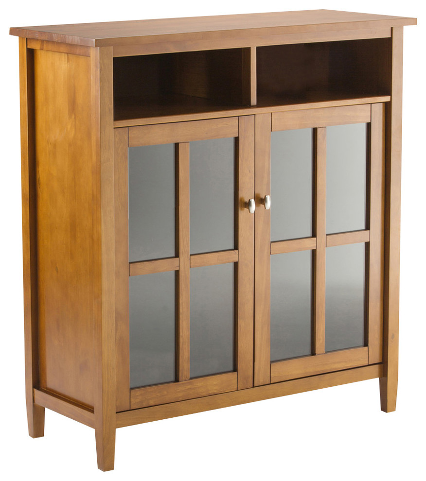 Warm Shaker Solid Wood 39" Rustic Medium Storage Media Cabinet, Honey Brown