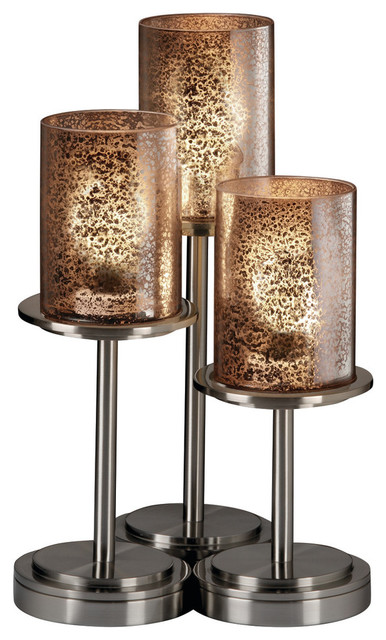 Fusion Dakota Table Lamp, Cylinder With Flat Rim With Mercury Glass