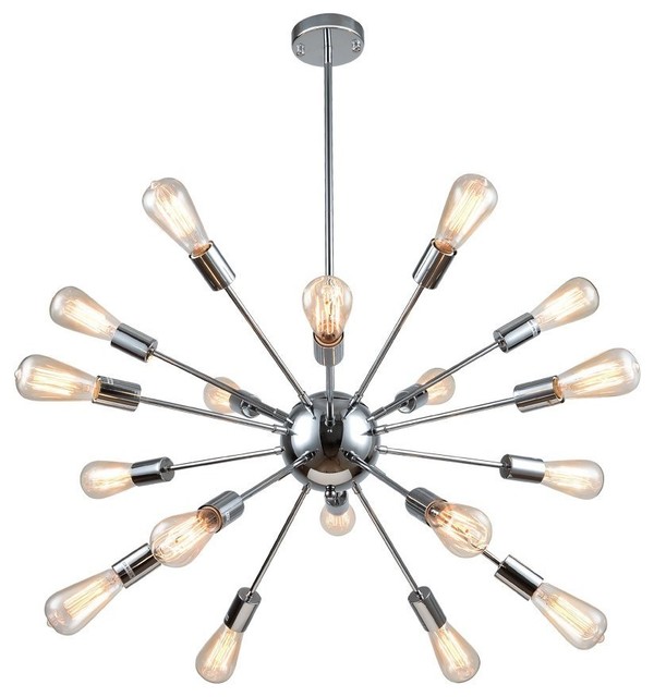 Vintage Metal Large Dimmable Sputnik Chandelier Foyer Pendant Vintage Metal Large Dimmable Sputnik Chandelier Foyer Pendant Chromed Finish
