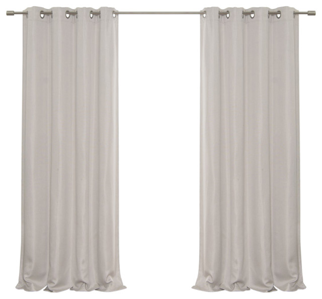 Basketweave Faux Linen Grommet Blackout Curtains, 52"x96