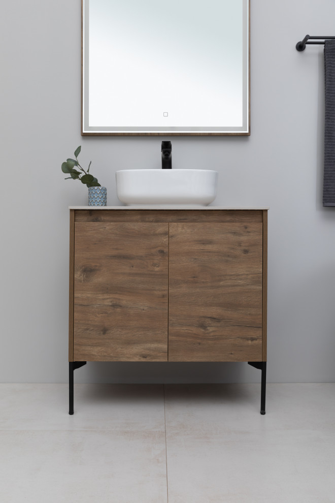 Распашная тумба со столешницей для ванной комнаты