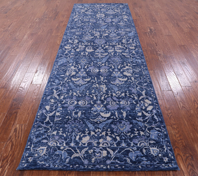 Runner Modern Handmade Wool Rug 4' 1