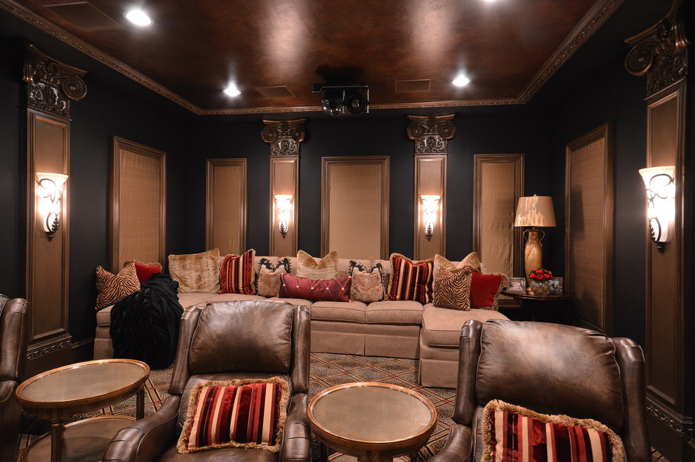 Traditional home theatre in Houston.