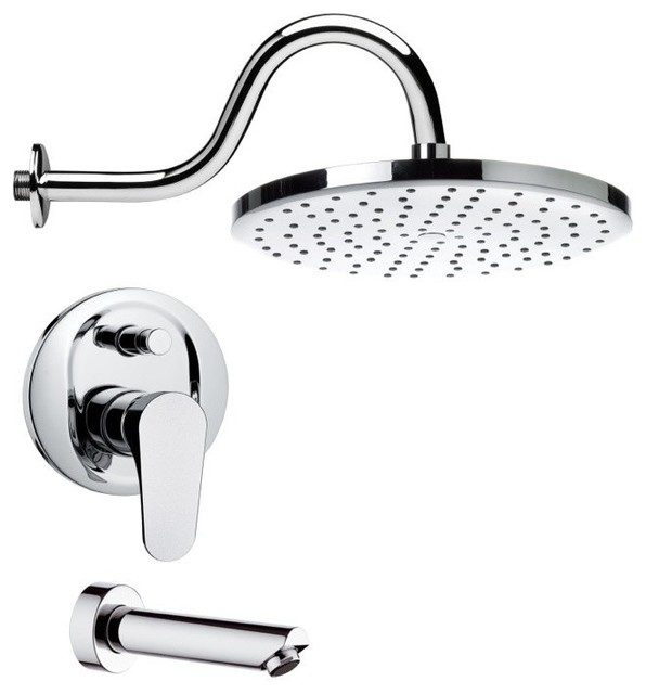 Chrome Tub And Shower Faucet Sets With 10 Rain Shower Head