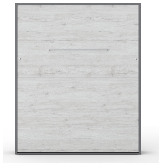 Contempo Vertical Wall Bed, American Queen Size , Slate Grey/White