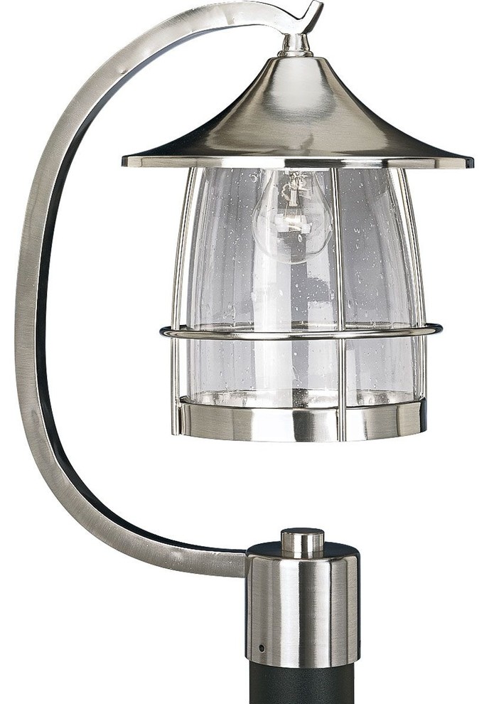 P5463-09:  Prairie Brushed Nickel One-Light Outdoor Post Mounted Lantern