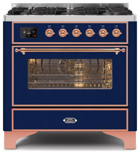 Ilve 36 Inch Freestanding Dual Fuel Range in Midnight Blue