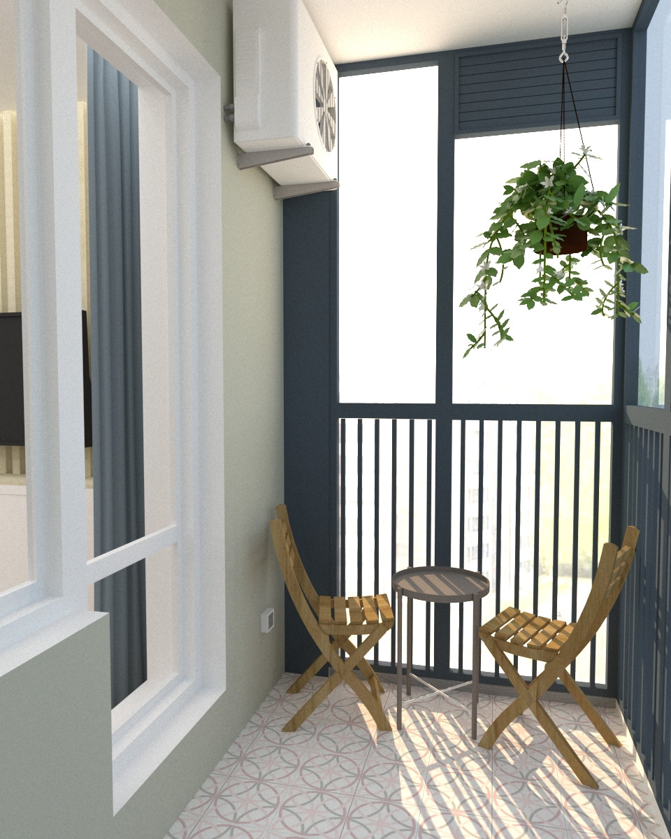 Маленькая цветная евродвушка в ЖК "Артлайн" в нежных тонах